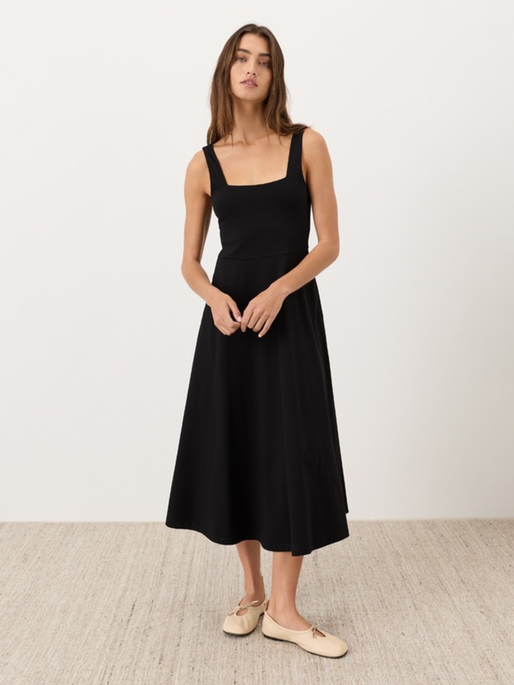 Pact Organic Fit & Flare Square Neck Dress